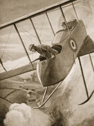 Leutnant Carmichael wirft Bomben auf die Gleise am Bahnhof Menin aus einer Höhe von nur einhundertzwanzig Fuß
